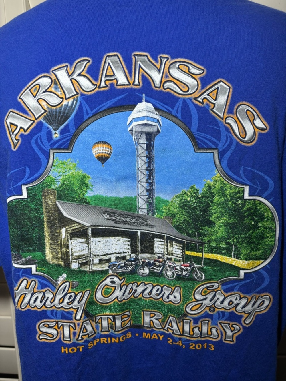 Hanes Royal Blue Arkansas Harley Owners Group State Rally Tee